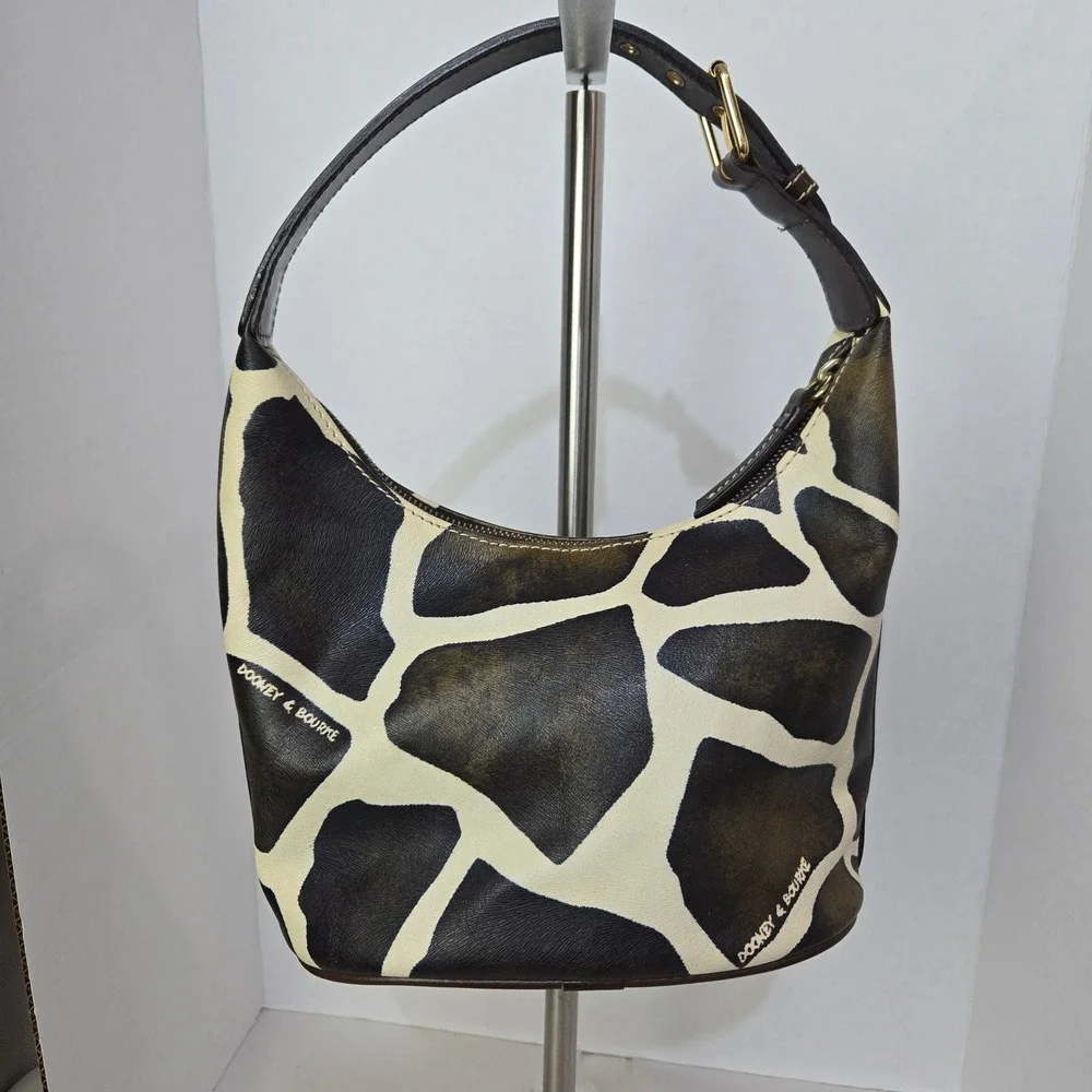 Dooney & Bourke Serengeti Giraffe Print Hobo Brown Leather Goldtone Hardware